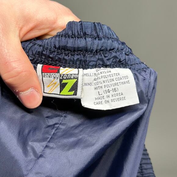 Vintage Track Pants Navy Blue Nylon Joggers Energy Zone has Ankle Zippers 90s - Picture 4 of 4